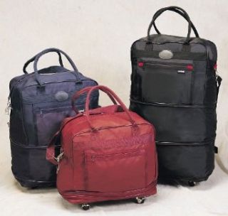 EXPANDABLE TRAVELLING TOTE WITH WHEELS (BURGUNDY): Shoulder Handbags: Shoes