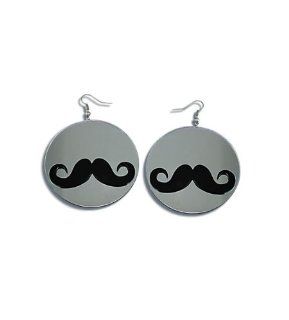 Prostate Cancer Awareness Black Mustache Silver Dangle Earrings: Jewelry