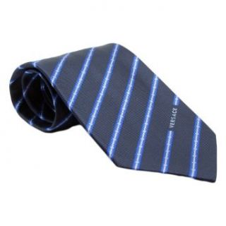 Versace VE BO321 0002 Royal Blue Stripe Woven Silk Men's Tie at  Mens Clothing store: Neckties