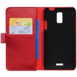 Bfun Red Stylish Card Slot Wallet Leather Cover Case for HTC J Z321e: Cell Phones & Accessories