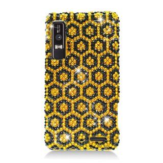 Eagle Cell PDMOTDROID3S323 RingBling Brilliant Diamond Case for Motorola Droid 3   Retail Packaging   Brown/Black Hexagon: Cell Phones & Accessories