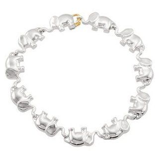 IceCarats Designer Jewelry Sterling Silver 14K Yellow Gold Elephant Bracelet 7.5 Inch: IceCarats: Jewelry
