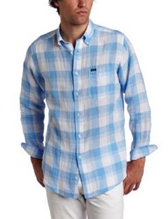 Faconnable Men's Plaid Shirt, Blue, Medium at  Mens Clothing store