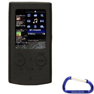 Sony Walkman NWZ E344 / NWZ E345 Silicone Gel Skin Case Cover (BLACK) with Free Carabiner Key Chain: Everything Else