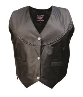 Allstate Leather Women's Braided Vest Leather Outerwear Vests