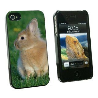 Graphics and More Bunny Rabbit Brown Tan   Easter   Snap On Hard Protective Case for Apple iPhone 4 4S   Black   Carrying Case   Non Retail Packaging   Black Cell Phones & Accessories