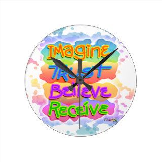 IMAGINE TRUST BELIEVE RECEIVE INSPIRATIONAL CLOCK