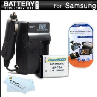 Battery And Charger Kit For Samsung WB50F, WB35F, WB30F, ST150F, DV150F, ST76, EC PL120, MV800 MultiView Digital Camera Includes Extended Replacement (1000Mah) BP 70A Battery + Ac/Dc Rapid Travel Charger + MicroFiber Cloth + More : Camera & Photo