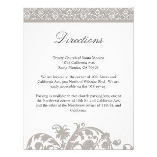 Silver Cloud Damask Wedding Direction Card Invitation