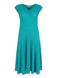 Chesca Ruched V Neck Bubble Dress Turquoise