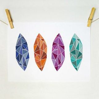 bright geometric leaves art print by sweet oxen