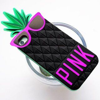 3D Cute Pineapple Pattern Soft Silicone Case Cover For iPhone 5 (Black): Cell Phones & Accessories