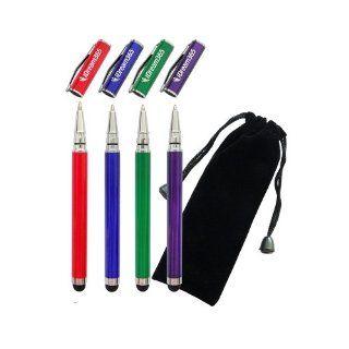 iDream365 2 in 1 Capacitive Stylus Touch Pen and Ballpoint Pens! 4Pcs Stylus Pens (Dark Blue, Green,Purple,Red)Compatible with iPad 1 2 3 4 Mini, iPhone 3 3G 3GS 4 4S 5 5C 5S, iPod Touch 3 4 5, Adroid Tablets, Droid Phones, Samsung Galaxy Tablet+Black Clot