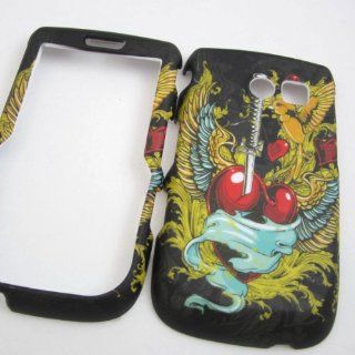 RUBBERIZED HARD PHONE CASES COVERS SKINS SNAP ON FACEPLATE PROTECTOR FOR SAMSUNG SCH R375C R375C STRAIGHT TALK WINGED HEART TATTOO (WHOLESALE PRICE): Cell Phones & Accessories