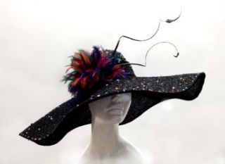 Kentucky Derby Wide Brim Hat   Paillet Rhinestone Sinamay Hat at  Womens Clothing store: Sun Hats