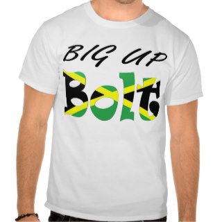 Big Up Bolt Jamaican Flag T shirt