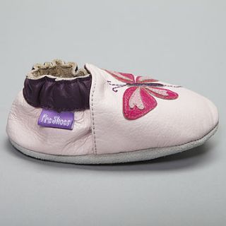 pink butterfly soft leather baby shoes  by pre shoes
