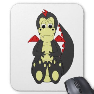 Cute Black And Red Dragon Mouse Pad