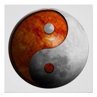 Sun and Moon Yin and Yang Symbol Poster