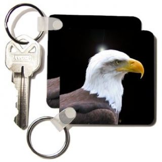 kc_155627_1 InspirationzStore Photography   Bald Eagle bird of prey profile on black   eagle scout gifts   wild animal wildlife photography   Key Chains   set of 2 Key Chains Clothing