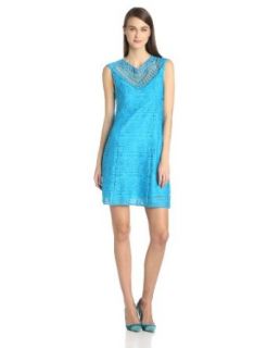 Nanette Lepore Women's Sunrise Lace and Emboroidered Neck Detail Sheath Dress at  Womens Clothing store