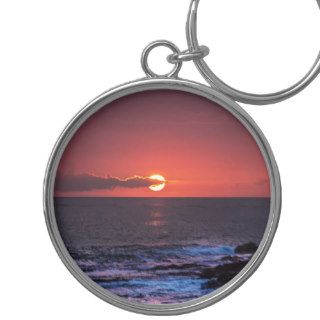 Tropical Hawaiian Ocean Sunset Background   Hawaii Keychain