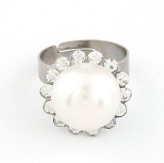 New Luxury Punk Flowers Pearl Rhinestones Adjustable Rings Fashion Charms Jewelry: Toys & Games