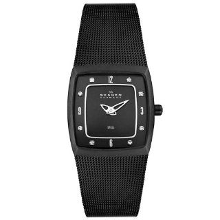 Skagen Women's 380XSBB1 Steel Collection Crystal Accented Black Mesh Stainless Steel Black Dial Watch: Skagen: Watches