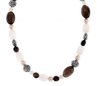 Carolyn Pollack Gemstone and Cultured Pearl Sterling 20 Toggle Necklace —