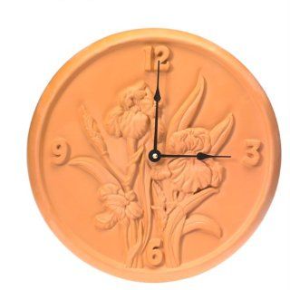Opus 382 Sunswept 12 1/2" Terra Cotta Iris Clock (Discontinued by Manufacturer) : Outdoor Clocks : Patio, Lawn & Garden