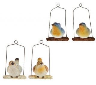 Set of 2 Chirping Brown Birds on Swing by Valerie —