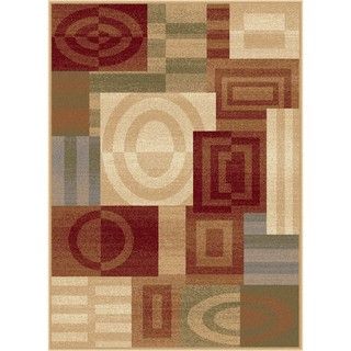 Flora Collection Ivory Geometric Area Rug (710 X 103)