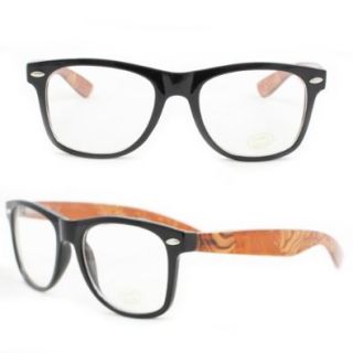 HOTLOVE Wayfarer Fashion Sunglasses GB01CL Wood Ring Semi Diaphanous Design Clear Lens for Women and Men: Shoes