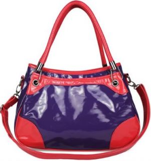 Womens Purple Pink Patent Designer Grab Handbag: Top Handle Handbags: Shoes