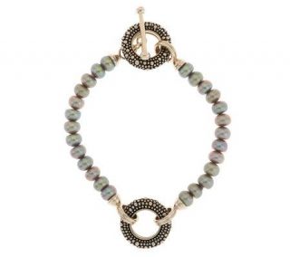 Michael Dawkins Sterling 7 1/2 Grey Cultured Pearl Line Bracelet —