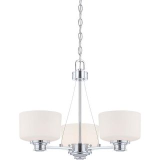 Soho   3 Light Chandelier   Polished Chrome Finish With Satin White Glass