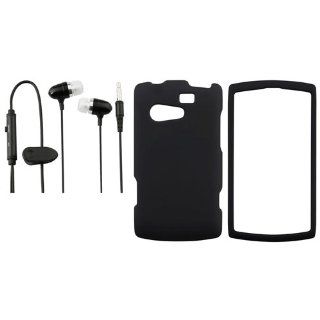 CommonByte Black Rubber Hard Skin Case Cover+Black Stereo Headphone For Kyocera Rise C5155: Cell Phones & Accessories