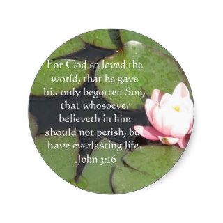 John 3:16 Christian Inspirational Quote Round Sticker