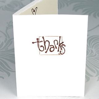 personalised 'thanks' glitter handmade card by wild bluebell