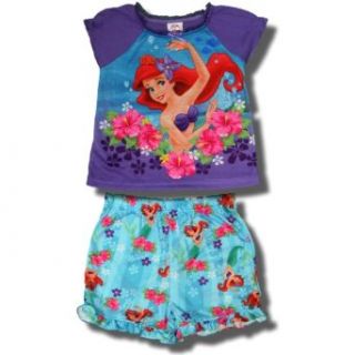 Little Mermaid "Ariel" 2 piece short pajama set for toddler girls   4T: Clothing