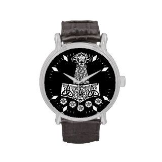 Pentagram adorned Tribal Style Thor's Hammer Wristwatch