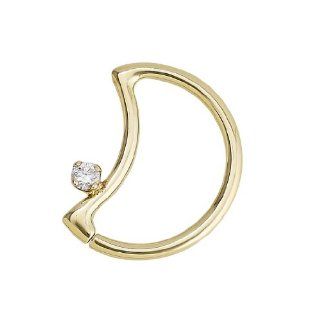 Body Gems 14k Gold LunEAR (Daith Moon) Seamless Moon Shape Body Jewelry Ring with Prong Set 2mm Round CZ 16 Gauge Right Ear: Body Piercing Rings: Jewelry