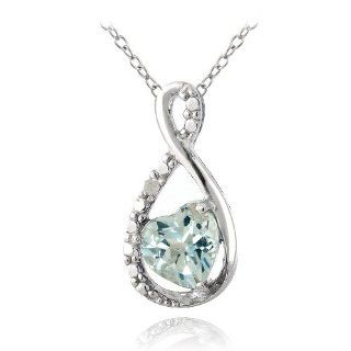Sterling Silver Blue Topaz & Diamond Accent Infinity Heart Necklace: Jewelry