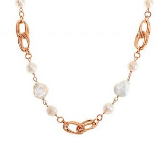 Honora Cultured Keshi Pearl 36 Chain Link Bronze Necklace —
