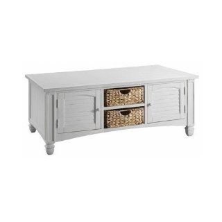 Shop White Coffee Table. This Cottage Styled Table Comes With Two Sea Grass Storage Baskets! With Beach House Ocean Side Airiness, You will Surely Be Pleased With The Casual Clean Look. at the  Furniture Store. Find the latest styles with the lowest prices