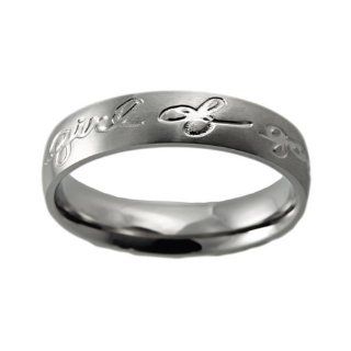 Christian Womens Stainless Steel Abstinence Girl of God   Proverbs 31 Handwriting Chastity Ring for Girls   Girls Purity Ring   Comfort Fit Ring: Jewelry