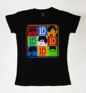 One Direction Band Member Faces 1D Graphic Junior T shirt (Large): Clothing