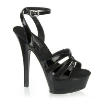 6 Inch Stiletto Heel Ankle Wrap Platform Sandal (Black/Black;13): Shoes