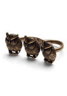 Owl in a Row Ring  Mod Retro Vintage Rings