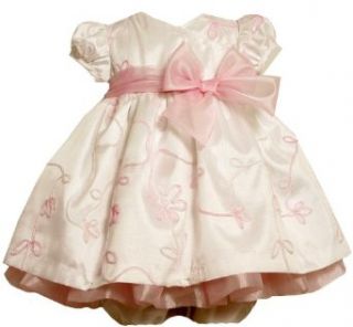 Bonnie Baby Girls Newborn Taffeta Dress with Ombre Ribbon Trim, Pink, 0 3 Months Clothing